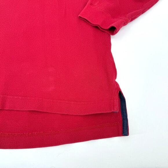 Chaps by Ralph Lauren VTG 90s Red Ribbed Henley Shirt High-Low Hem Mens Size XL - Picture 7 of 8